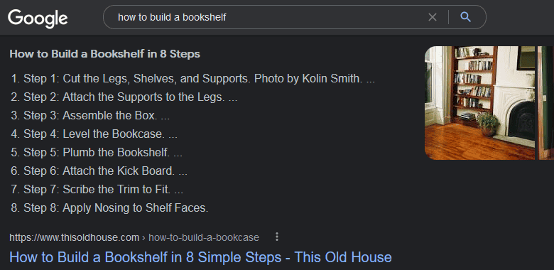 'how to' featured snippet